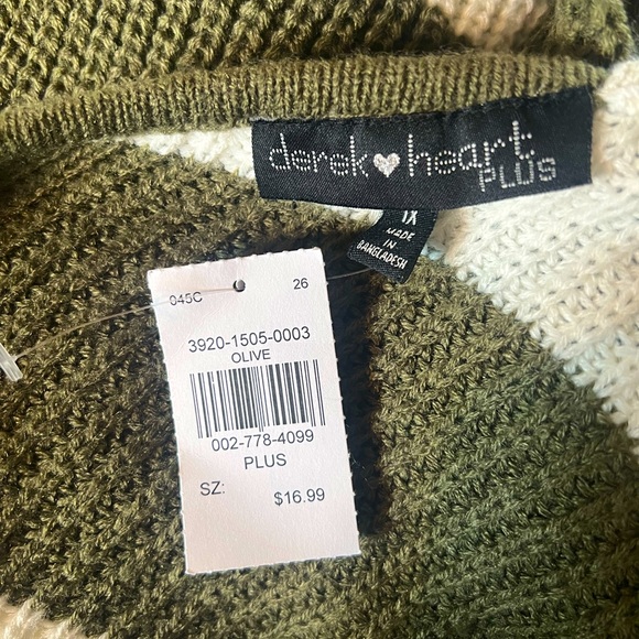 Derek Heart Plus V Neck Sweater, Deep V And Drawstring Detail On Back, Size 1X - Picture 6 of 7